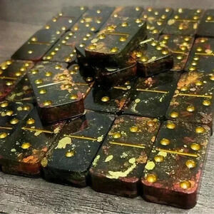 Dark Golden Galaxy Hand Crafted 28 Piece Domino Set